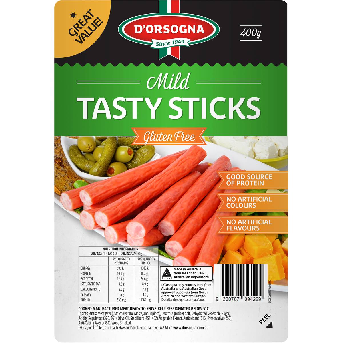 D'Orsogna Mild Tasty Sticks 400gm