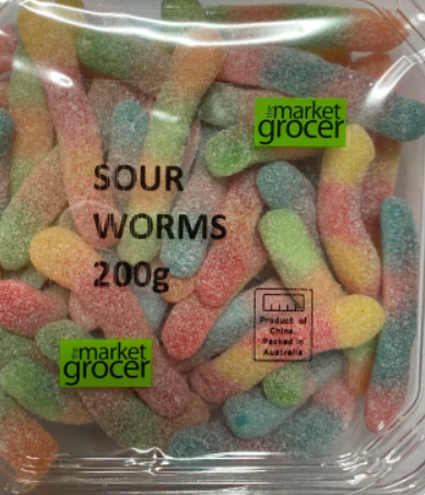 Market Grocer Sour Worms 200g