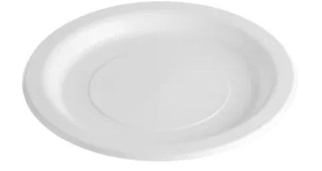 Genfac Round Plastic Dinner Plate White 230mm 50pk