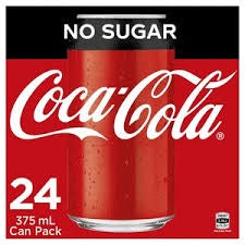 Coca Cola No Sugar Cans Case 375ml x 24