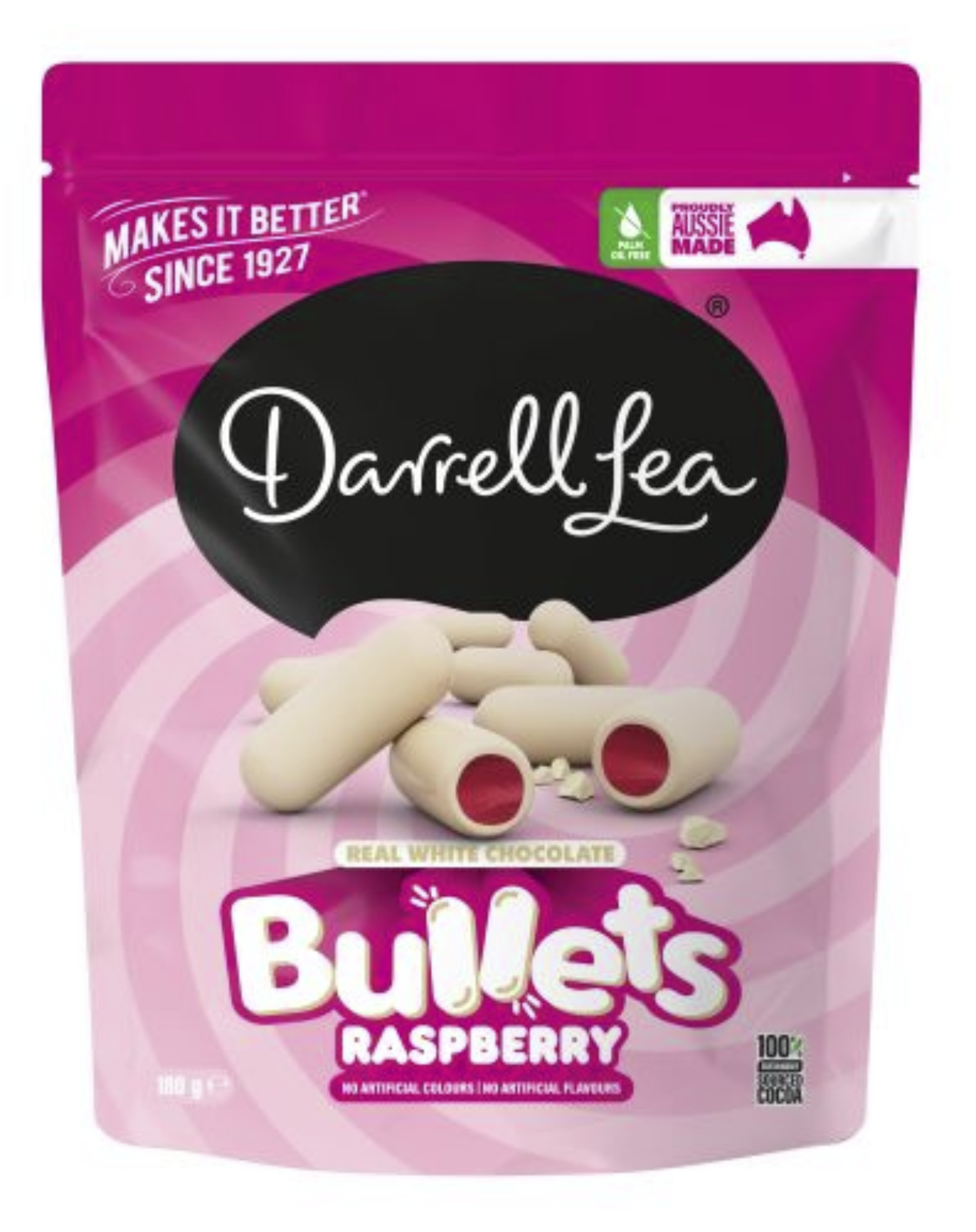 Darrell Lea Bullets White Chocolate Raspberry 180g