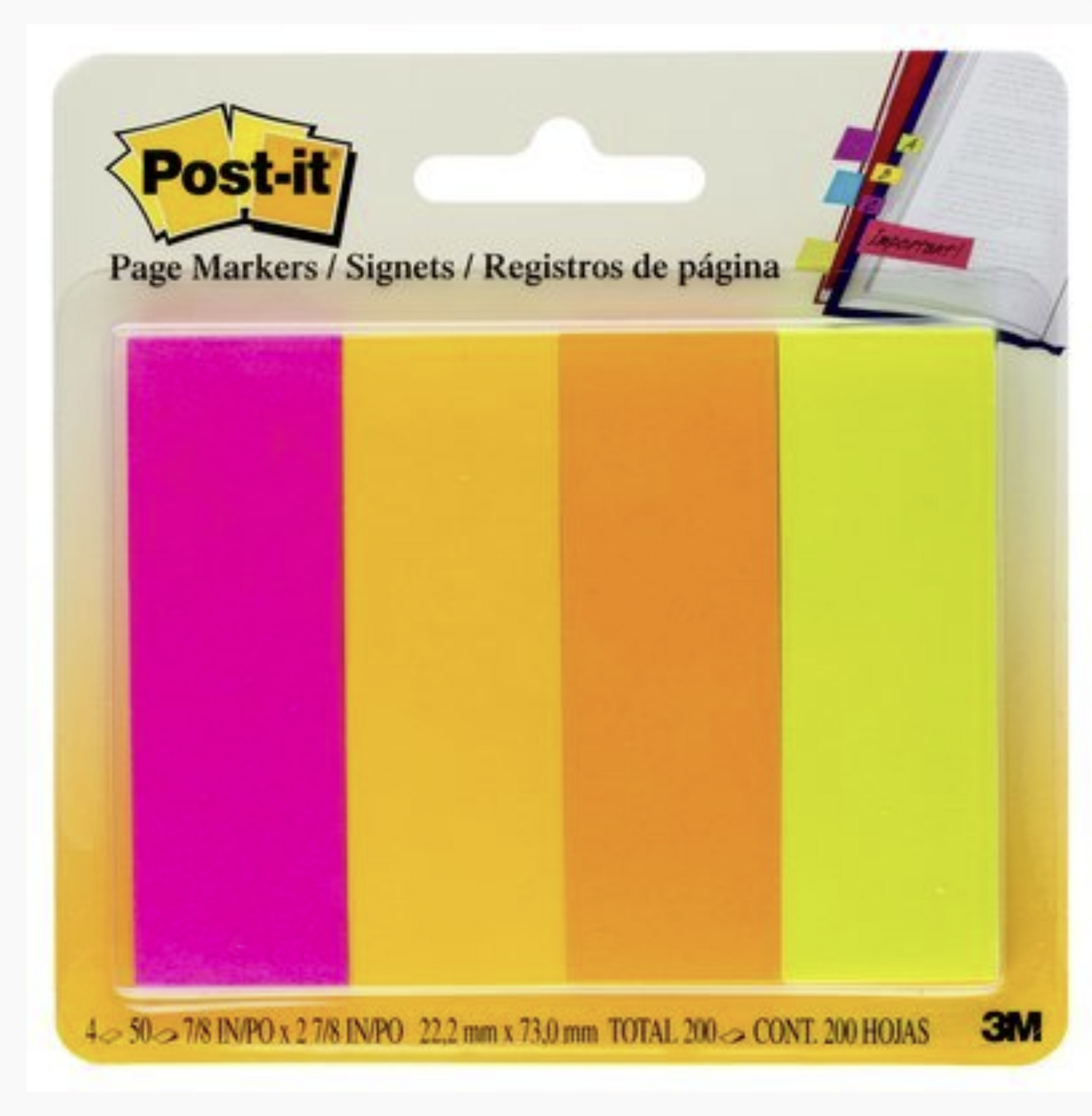 Post It Flags Fluoro 25mm x 76mm 50 Sheet 4 Pack