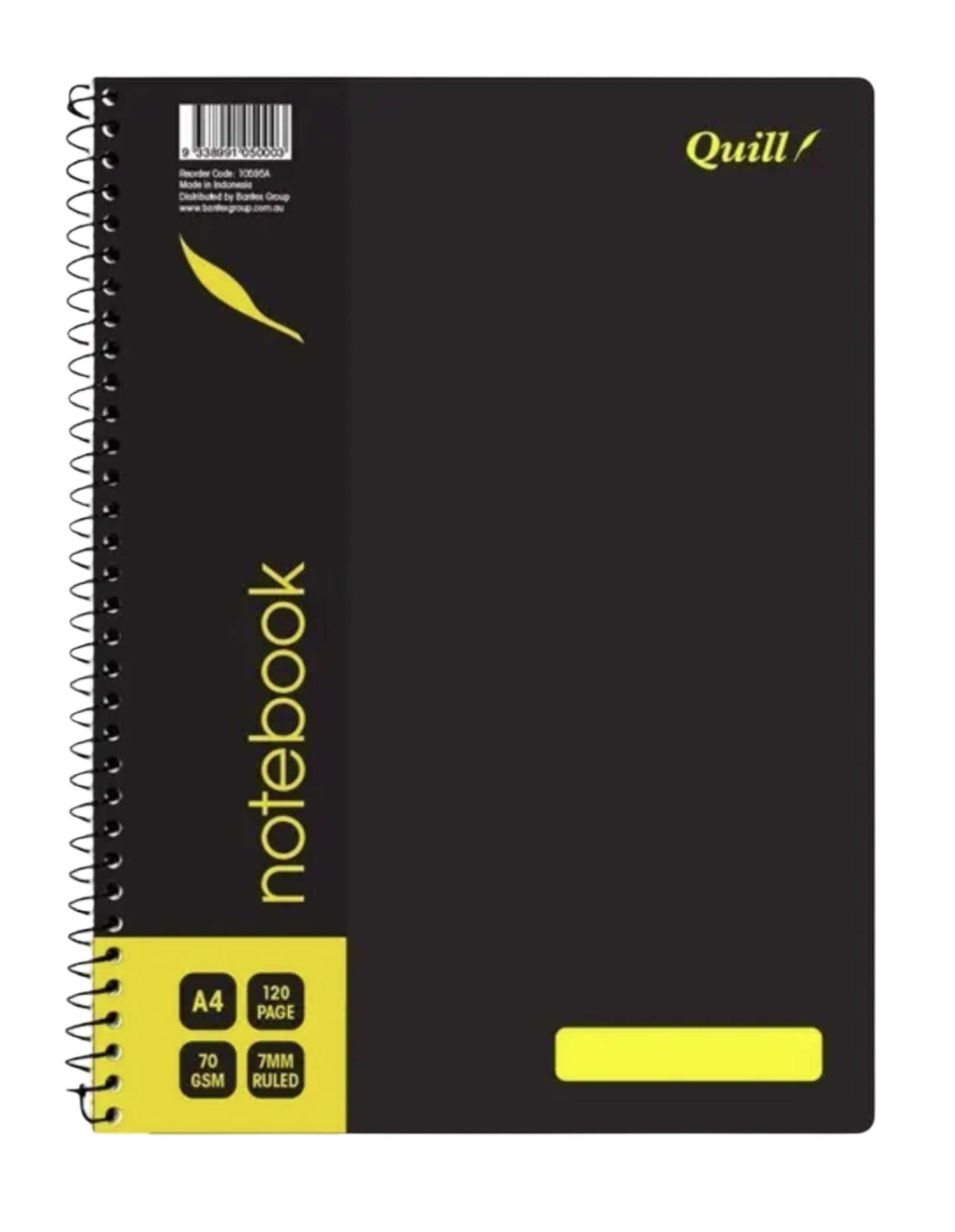 Quill Notebook A4 Side Spiral Black 240 Pages