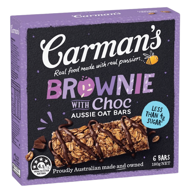 Carman's Brownie Choc Bars 6pk 180g