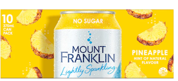 Mt Franklin Sparkling Water Pineapple 375ml 10pk