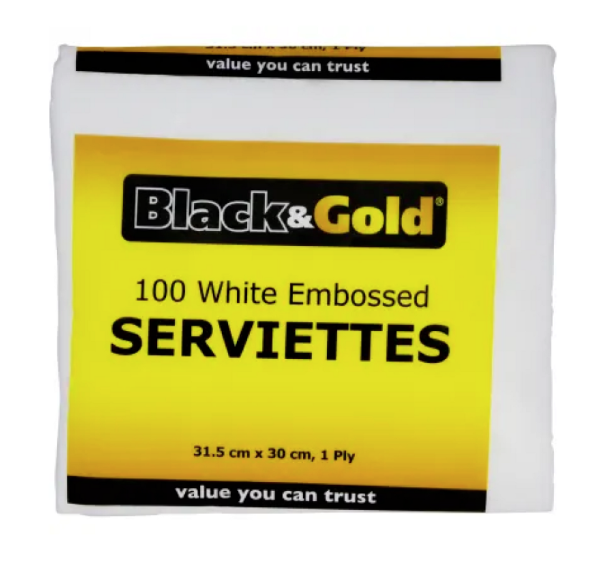 Black & Gold White Serviettes 100