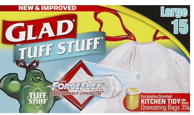 Glad Tuff Stuff Kitchen Tidy Drawstring Bags 35L